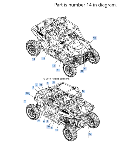 2014 Polaris RZR Front LH Fender Decal 7180707