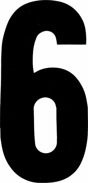 DIRT DIGITS #6 8" Black Super X Competition Number Plate Decals 3/PK SX83B-6