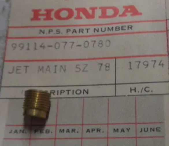 1966-1999 Honda NOS CT90 CT110 Z50 ATC70 Main Jet #78 Carburetor 99114-077-0780