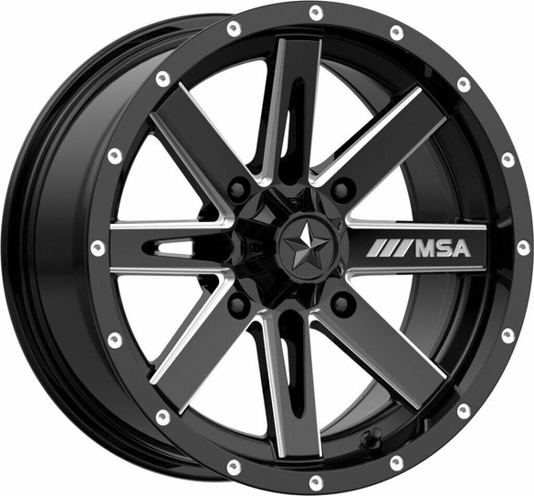 MSA M41 Boxer 15x7 ATV UTV Wheel Milled 4/137 +10mm Can-Am Kawasaki M41-015737M