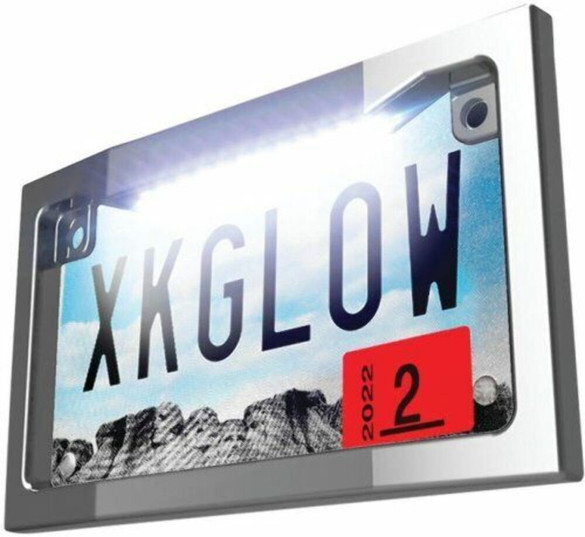 XKGLOW Chrome Motorcycle LED License Plate Frame XK034019-W