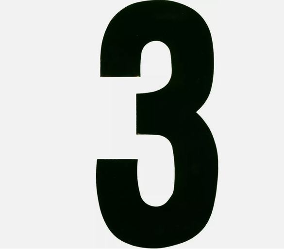 Dirt Digits XT63B-3 Competition Extreme Digit Stick-on Number #3 6" Black QTY-3