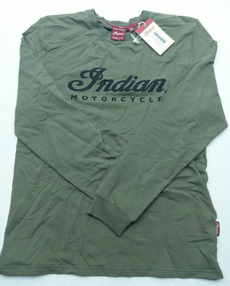 Polaris Indian Men's Green Loopback Script Long Sleeve Tee Shirt M 286289403