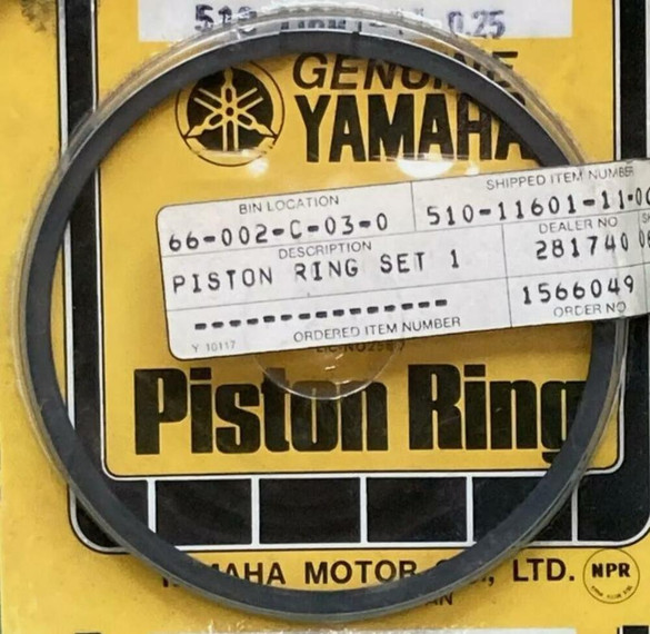 NOS OEM Yamaha 1975 400 MX400 Off-Road Piston Ring O/S 0.25 # 510-11601-11-00