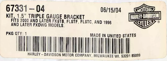 NOS 2004-2013 Harley-Davidson Sportster 1.5" Triple Gauge Bracket Kit 67331-04