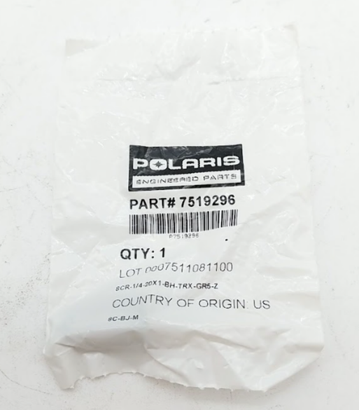 Polaris OEM Screw 1/4-20x1 7519296 QTY 2 - Genuine Powersports Fastener