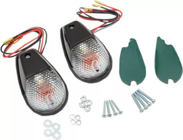 K&S Flush Mount Marker Lights - Black/Clear Lens - Dual Filament - 25-8023