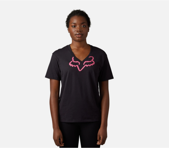 Fox Racing Women's Boundary Oversized V-Neck T-Shirt Black/Pink XS 30541-285-XS