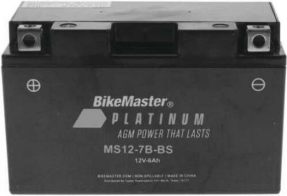 BikeMaster Platinum AGM Motorcycle Battery 6Ah 780739 MS12-7B-BS