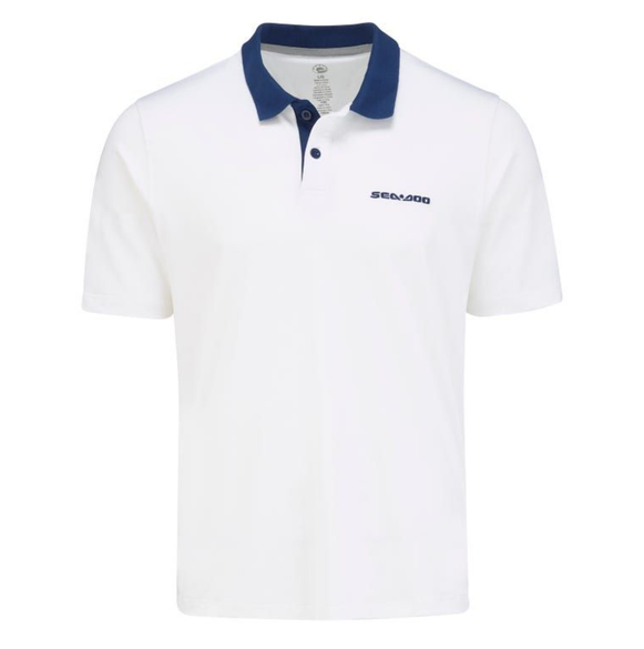 SEA-DOO Tech Short Sleeve Polo Shirt Men White/Navy MEDIUM (4544820601)
