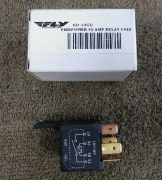 QTY 4 | Universal Fly Racing 40 Amp 4 Pin Electrical Relay Motorcycle 60-1450