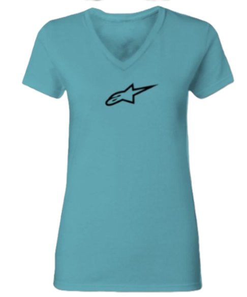 Alpine Stars Women's Ageless V-Neck Tee Tahiti Blue, Black SIZE: SMALL 3031-3081