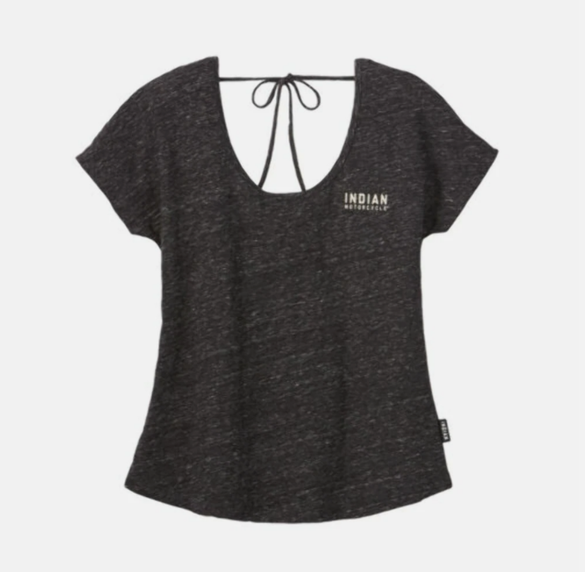INDIAN MOTORCYCLE Women's Tie Back T-Shirt Grey LARGE 286192006
