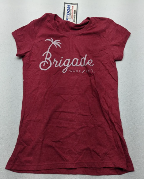 BRIGADE Women's Pink Palm Tree SS Shirt Size L BWS SHIRTPINKPALML