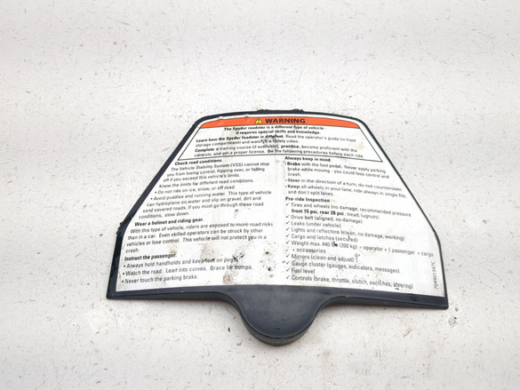 08-12 Can Am Spyder Roadster RS-S SE5 Safety Compartment Cover Panel