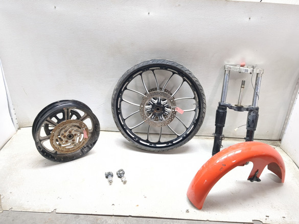 07-13 Harley Road Glide FLTR Aftermarket Wheels Rims W/ Fender Forks Risers Set