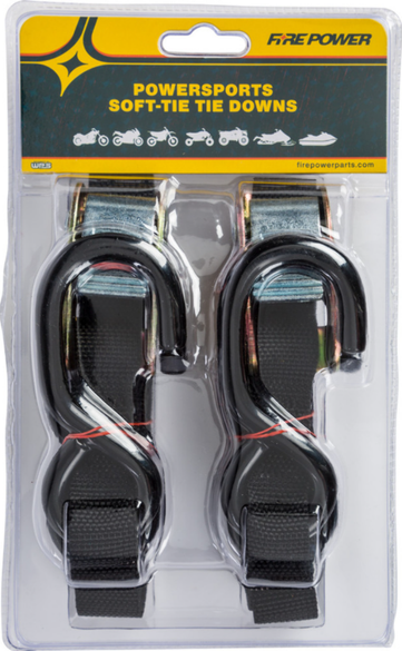 QTY 2 | Fire Power 1" Tie-Down Black W/ Soft Tie 29-1005