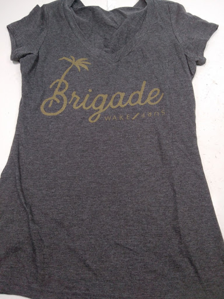 Brigade Open Box Women's Grey Gold V-Neck Logo Shirt BWS-VNS-GY-L Size L