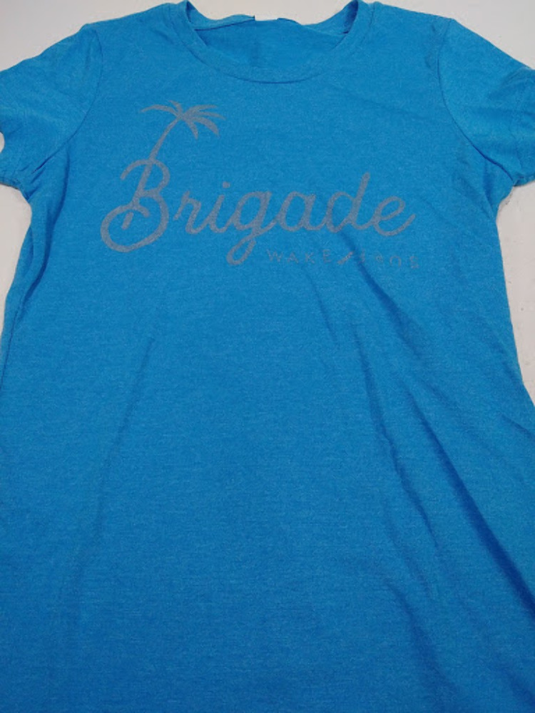 Bridage Open Box Women's Blue Grey Logo Shirt BWS-LOGO-BLG-L Size L