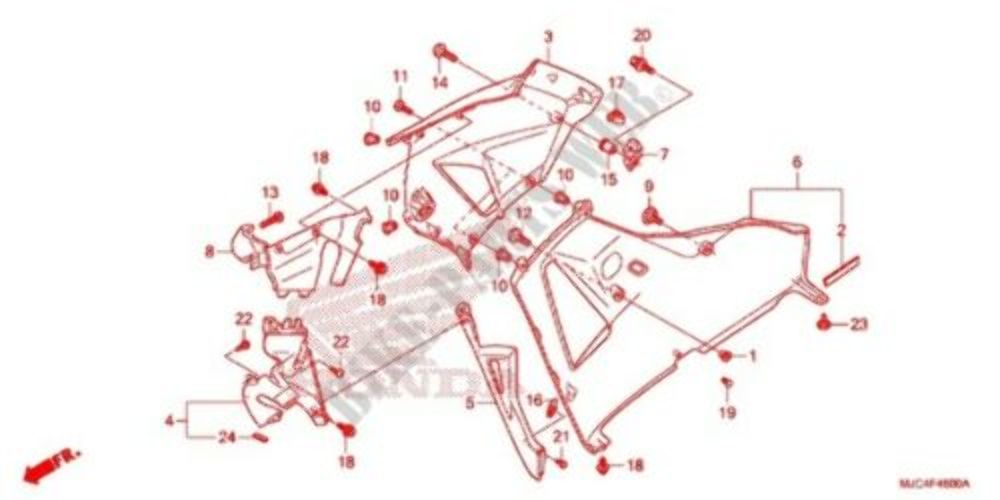 Honda 2013-2018 CB Right Lower Cowl 64331-MJC-A01 New