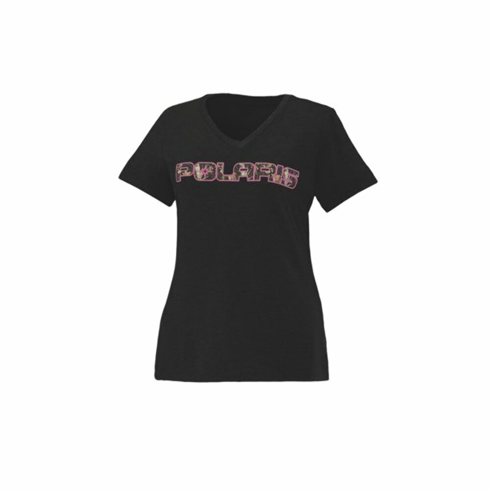 Polaris Black Womens Camo Tee Graphic Logo Short Sleeve - Large 286083606