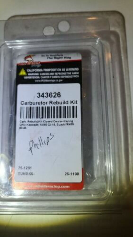 All Balls Racing 343626 Carburetor Rebuild Kit New in Original Packaging