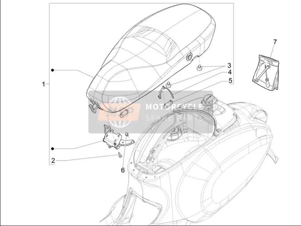 13 17 VESPA PRIMAVERA 50 4T-4V saddle with hinge 1B003665