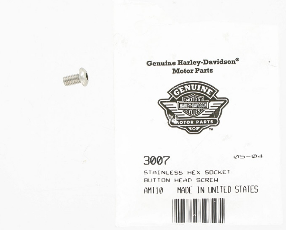 Harley Davidson 10-32 x 3/8" SS Hex Socket Button Head Screw P/N 3007 QTY3