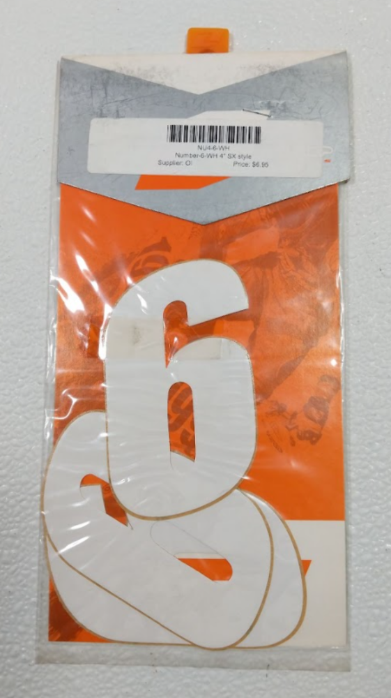 One Industries 4" Number Plate Decal "6" 3 Pack NU4-6-WH