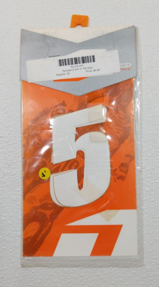 One Industries 4" Number Plate Decal "5" 3 Pack NU4-5-WH
