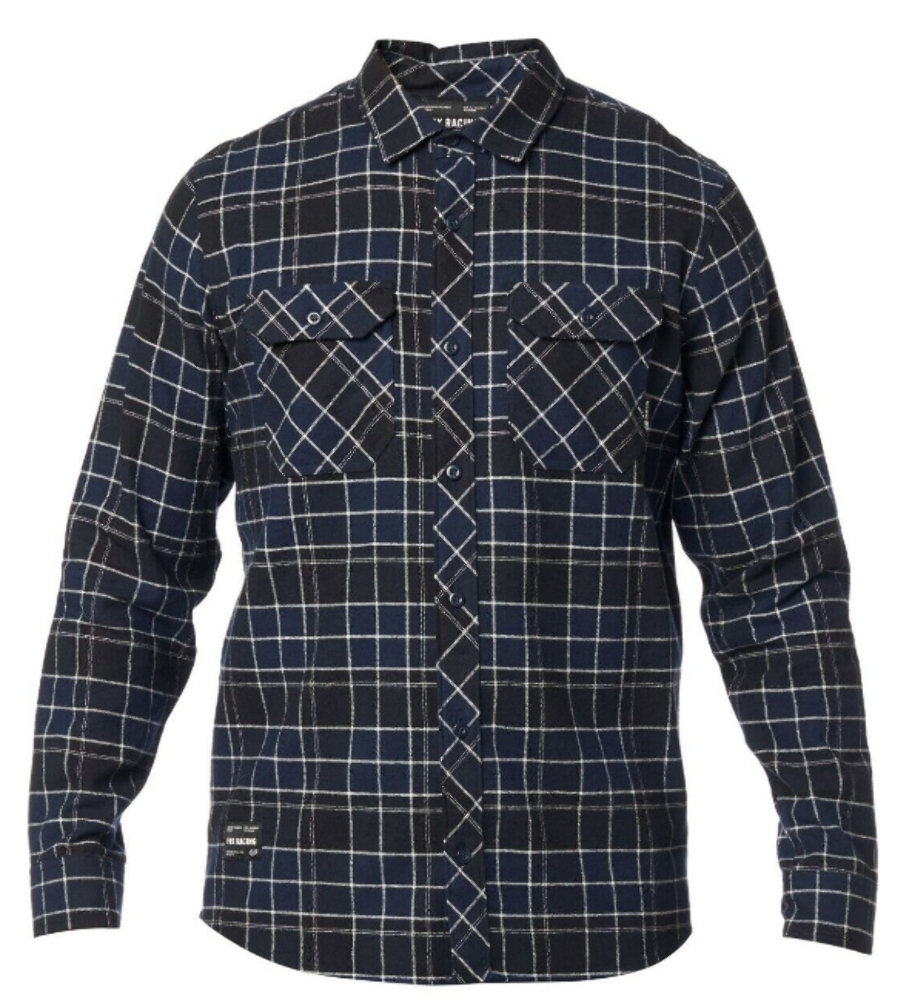 Fox Racing Long Sleeve Flannel Shirt Midnight Plaid Medium 23826-329-M