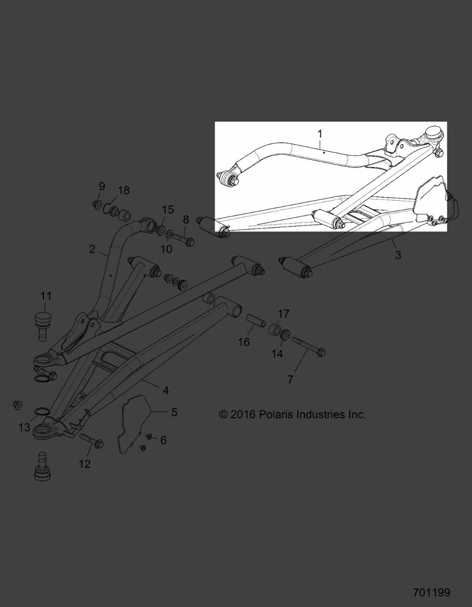 Polaris Control Arm Weld Upper Front Left RED Genuine OEM 1021727-293
