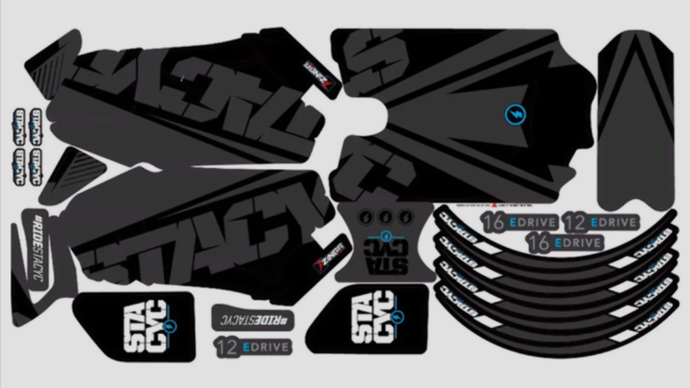STACYC GRAPHICS KIT ELECTRIFY BLACK 510001