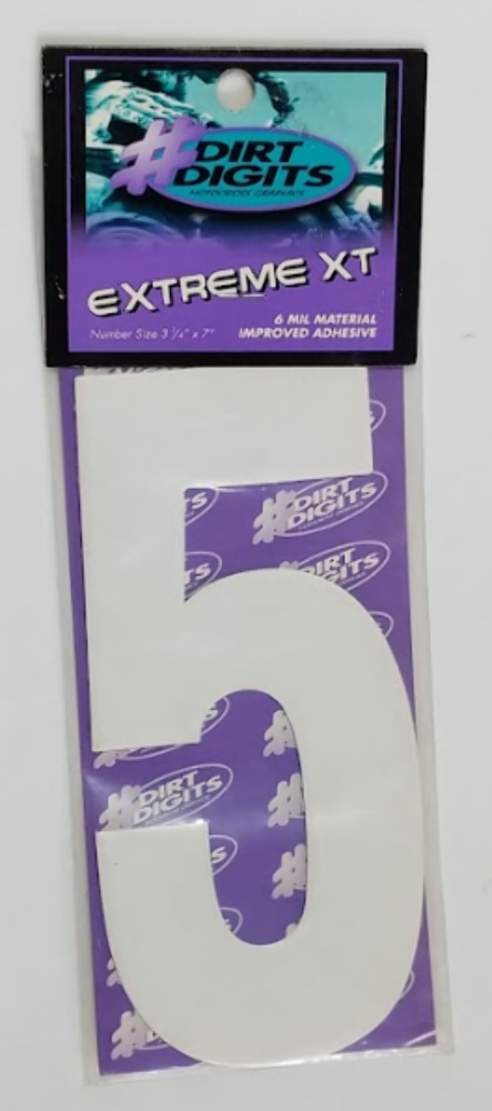 Dirt Digits EXTREME XT Stick-On 7in. Black NumbeR 5 7091468