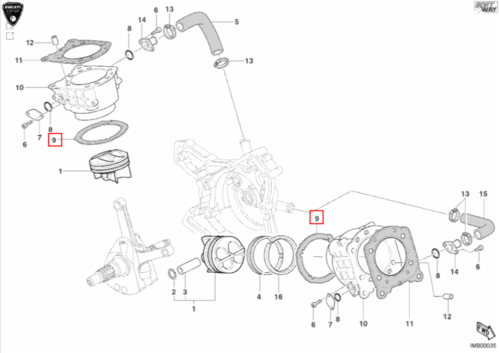 OEM DUCATI CYLINDER BASE GASKET 0.3MM 78610651AC '02-'03 Superbike 998