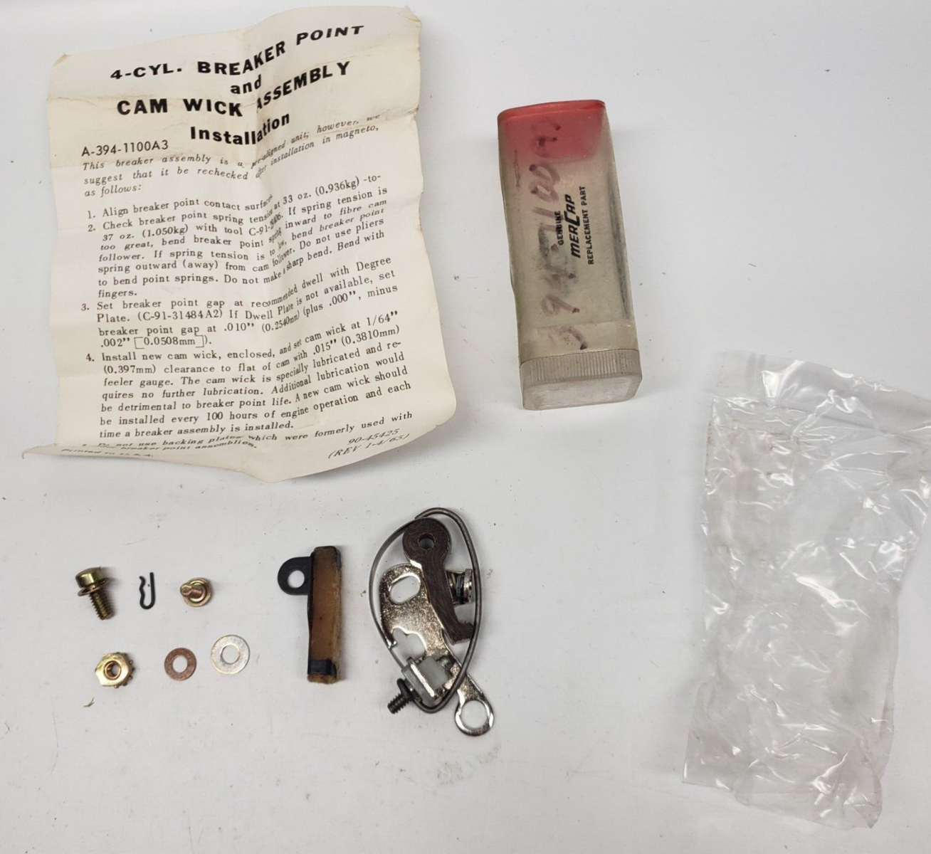 Mercury Marine A-394-1100A3 4-Cyl. Breaker Point Cam Wick Assembly NOS