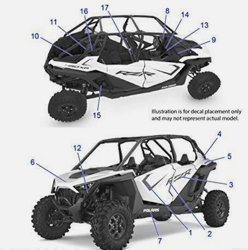 Polaris DECAL-RR.DOOR,MID,RZR,LH [EAH][EBH], Genuine OEM Part 7192121, Qty 1