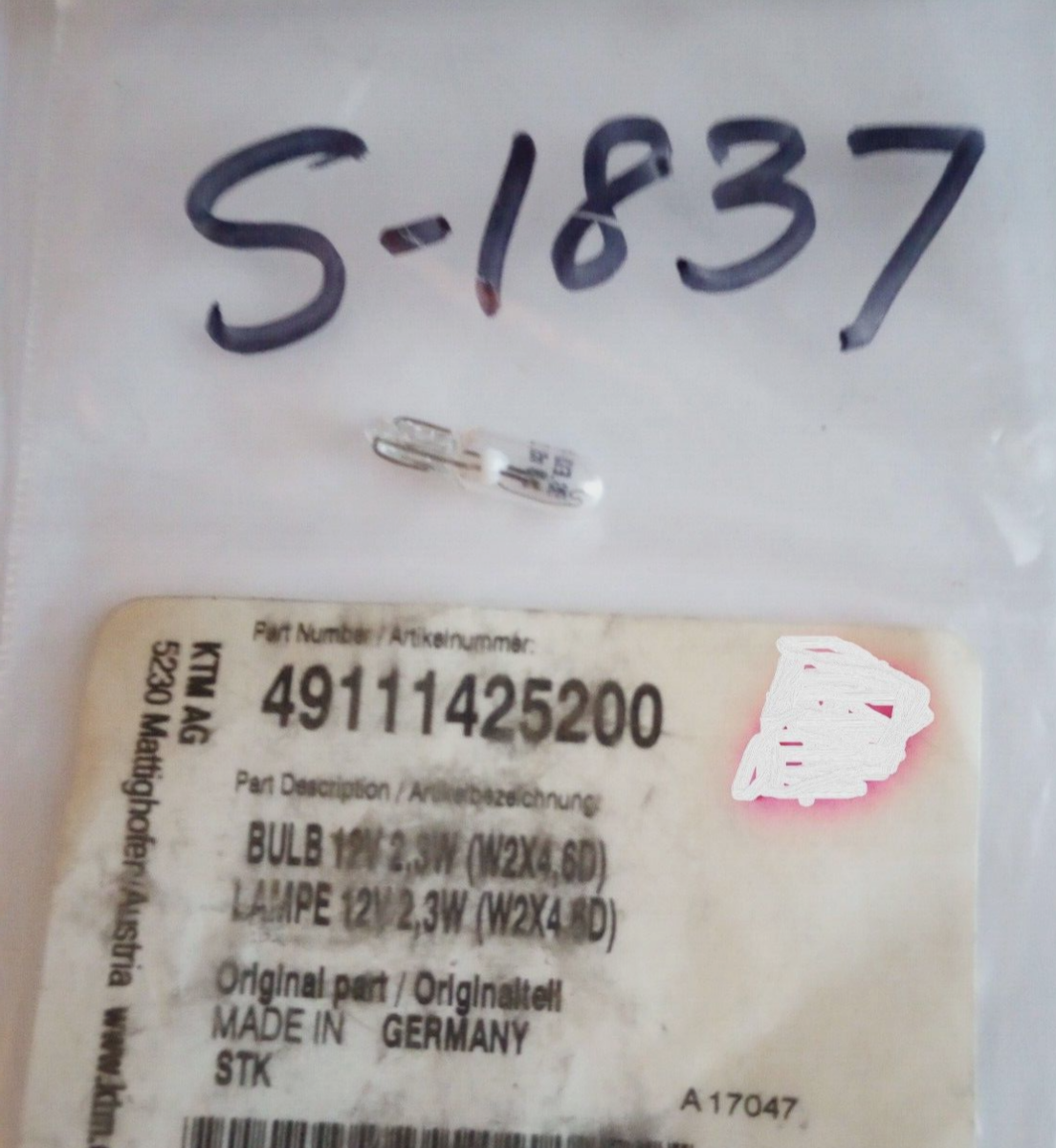 KTM Bulb 12V 2.3W NOS 49111425200