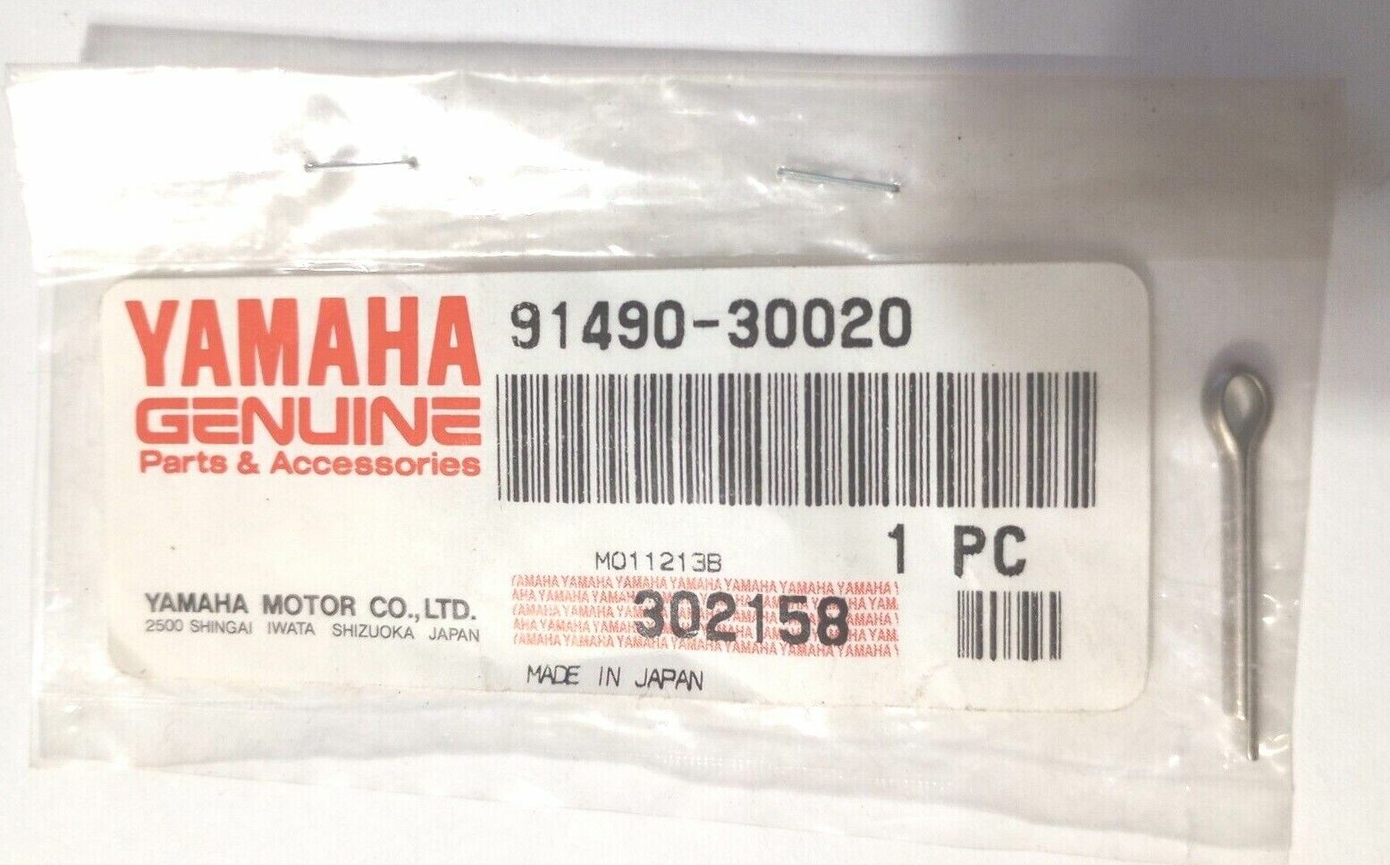 Yamaha YZ250,YZ360,XT600 Cotter Pin NOS 91490-30020
