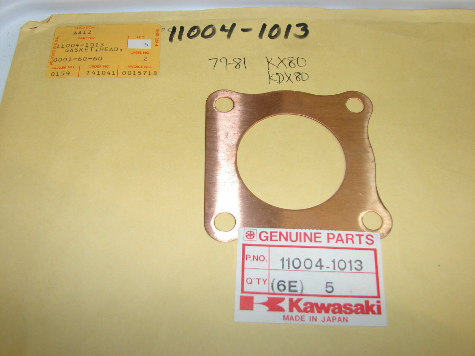 NOS GENUINE Kawasaki Head Gasket OEM 11004-1013 KX80 79-80 Vintage MX