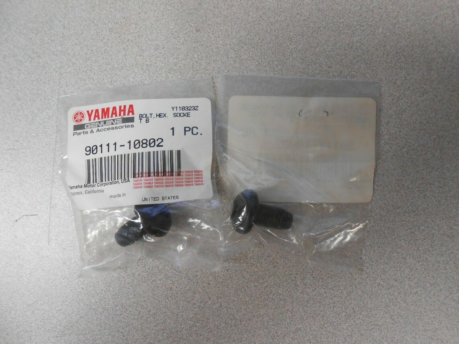 NOS OEM Yamaha 90111-10802-00 Bolt, Hex. Socket Button QTY-2