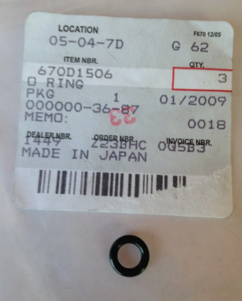 KAWASAKI O-RING VULCAN, VOYAGER, VN,KL,ZG,KLR 670D1506 NOS