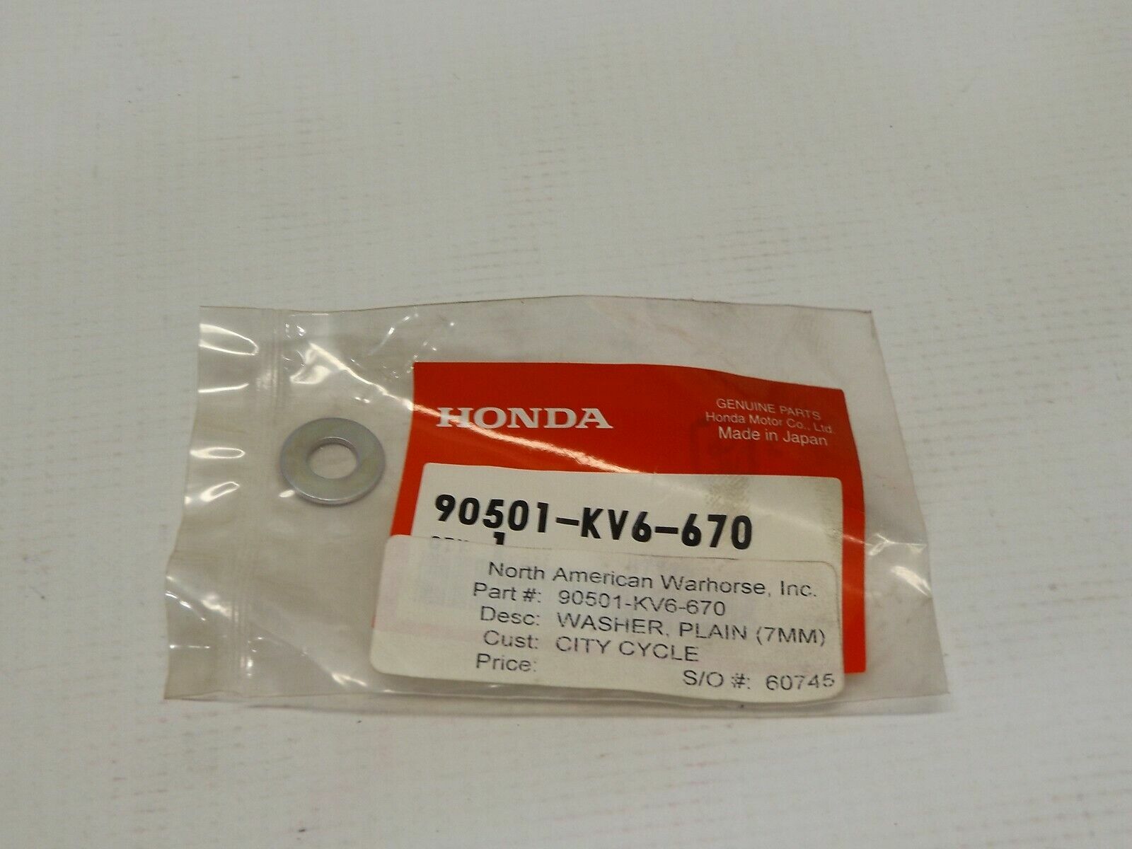 NOS HONDA 90501-KV6-670 SIDE COVER PLAIN WASHER 7MM XR250 XR650 CRF150
