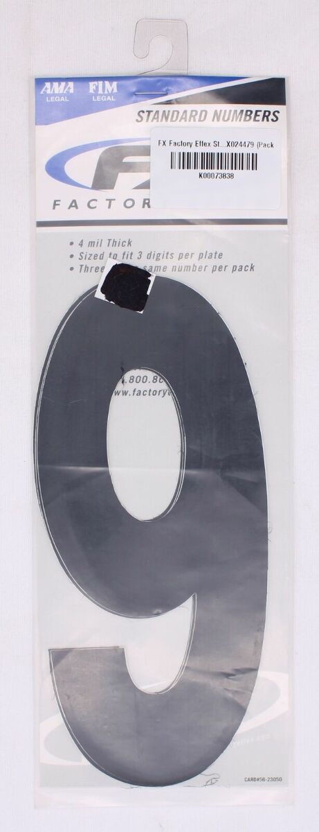 Factory Effex Standard 8" Number 9 (Black) #FX02-4479 (Pack of 3)