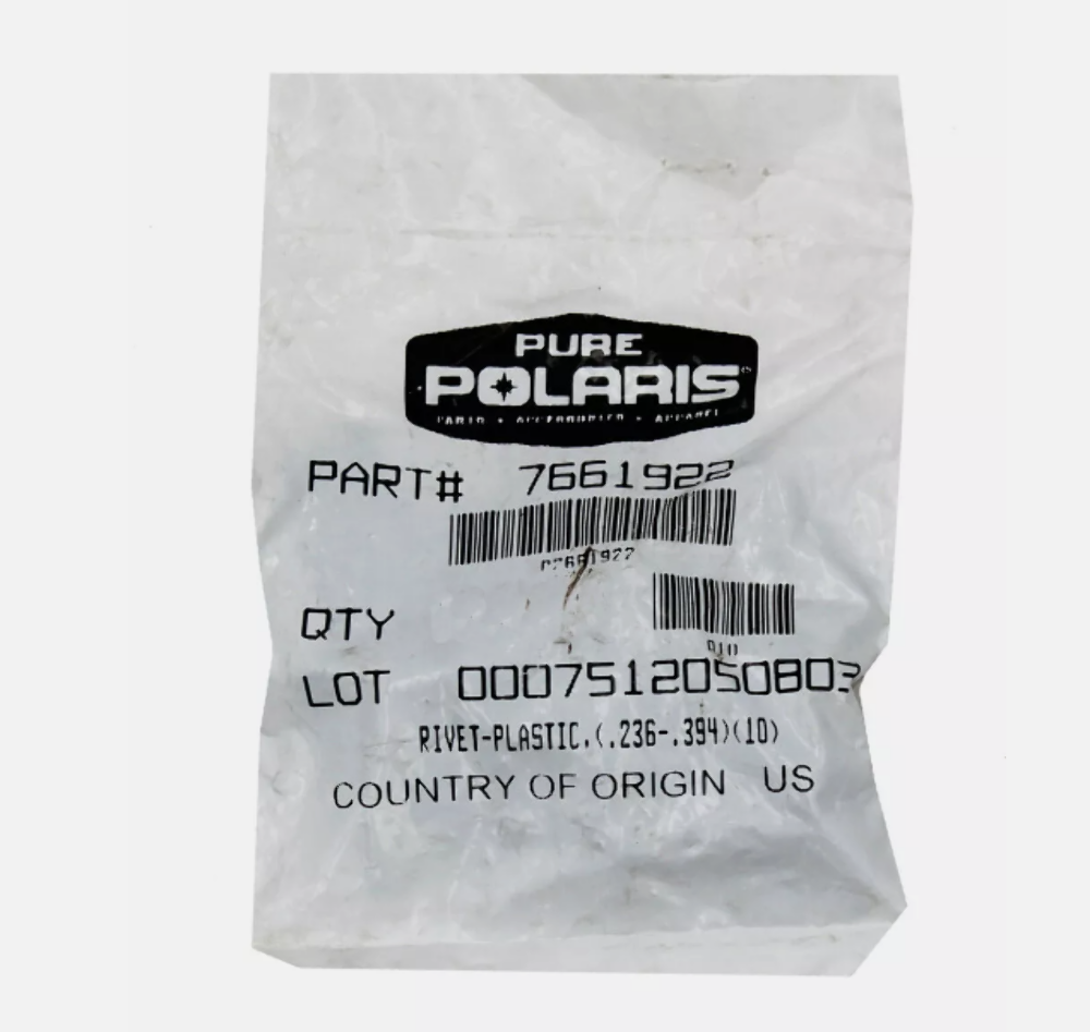 POLARIS OEM NOS SNOWMOBILE PWC ATV BLACK PLASTIC RIVET QTY-1 7661922