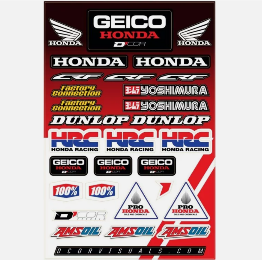 New OEM Dcor Decal Sheet - Geico HON HRC Geico HRC 40-10-115 862-10115