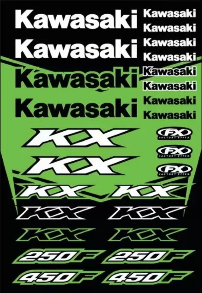 FACTORY EFFEX KAWASAKI KX STICKER SHEET 130151