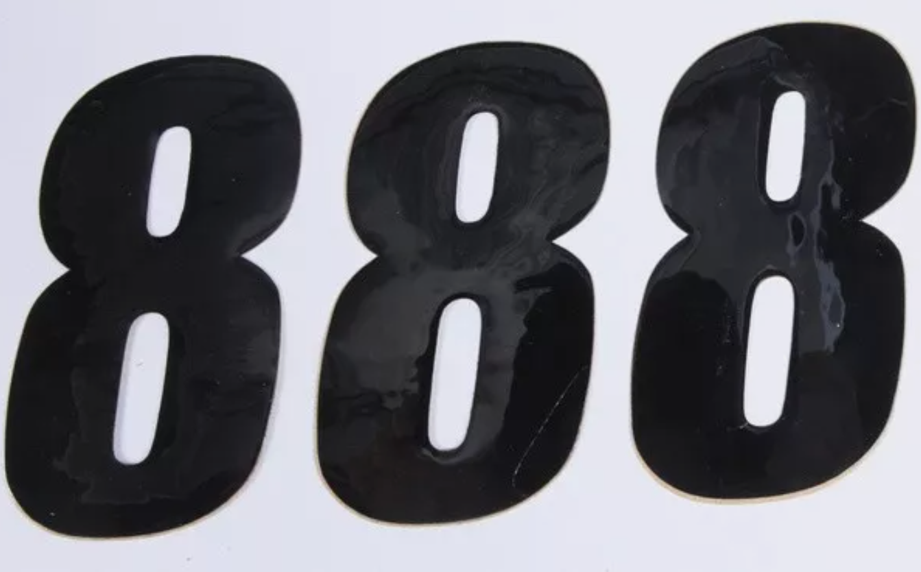 D-COR Visuals Plate Number Number 8, 4" Black QTY-3 # 45-24-8