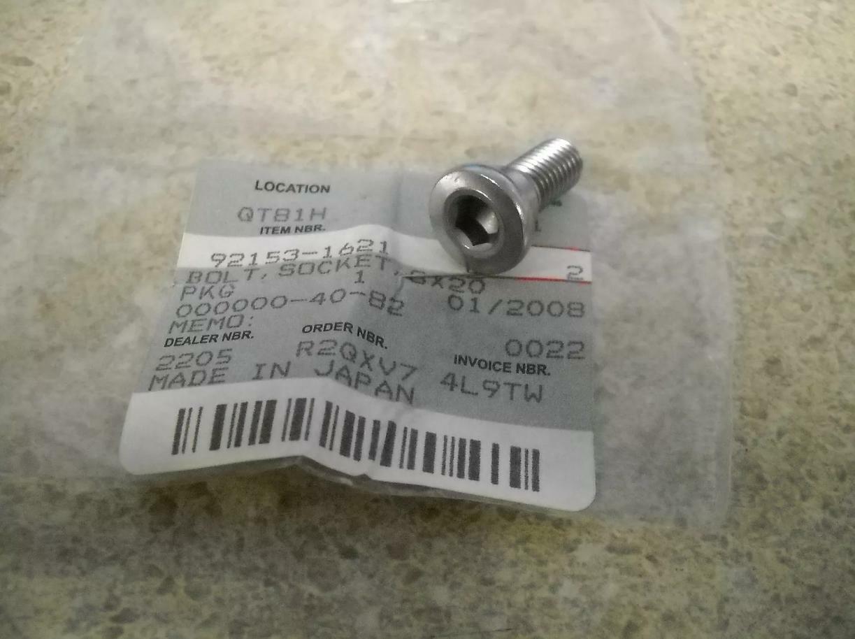 NOS OEM Kawasaki Frame Bolt 2006-2011 KLR650 ZX600 Ninja ZG1400 92153-1621