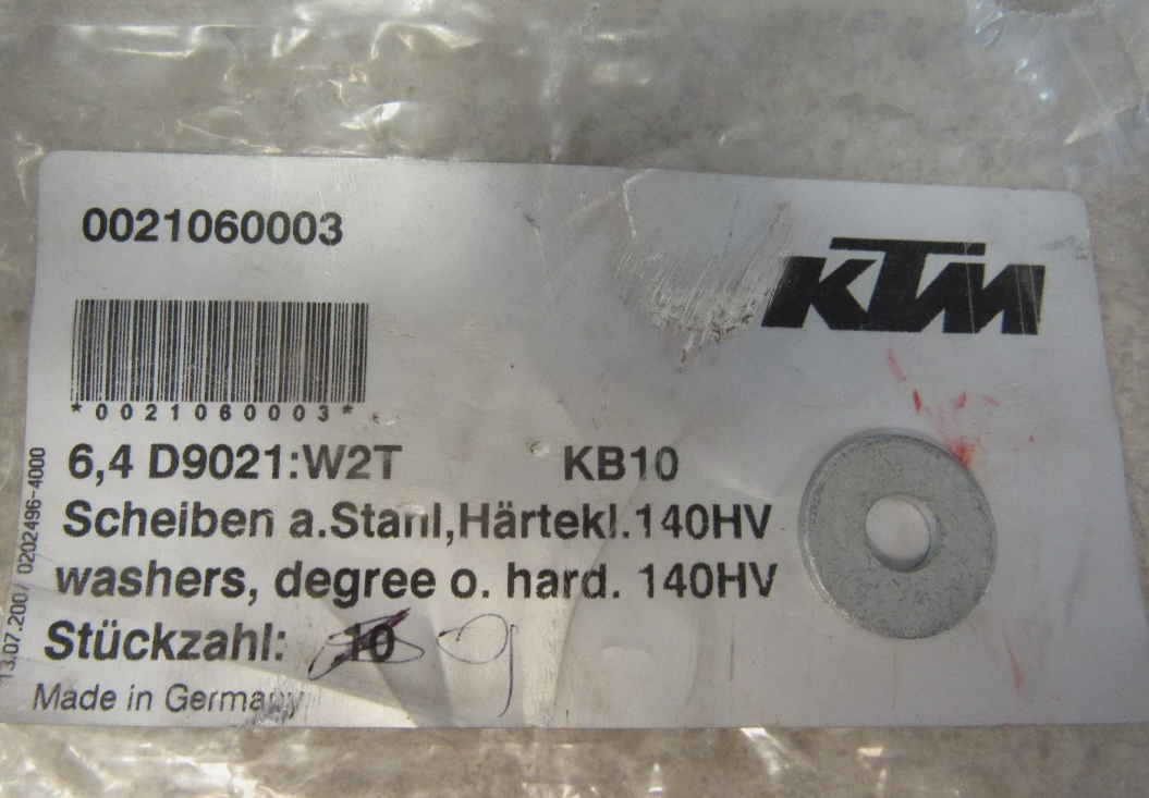 KTM NEW OEM WASHER 0021060003 QTY 4